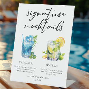 Signe De Table Menu d'été des cocktails signature au bord de la p