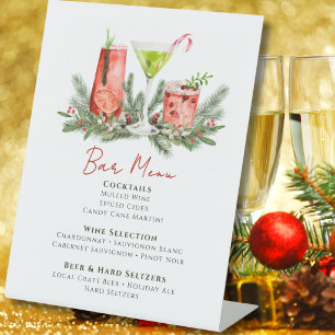 Signe De Table Menu du bar de mariage hivernal Fêtes Boissons