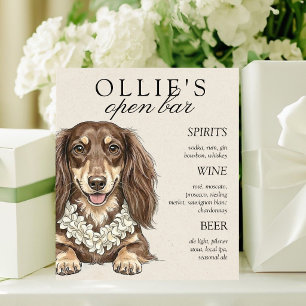 Signe De Table Menu du bar de mariage Tropical Dachshund