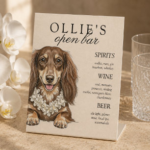 Signe De Table Menu du bar de mariage Tropical Dachshund