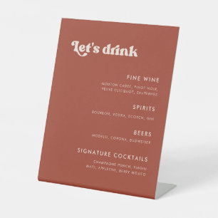 Signe De Table Menu du bar Mariage Terracotta rétro élégant