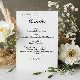 Signe De Table Menu du bar minimaliste moderne mariage, boisson m