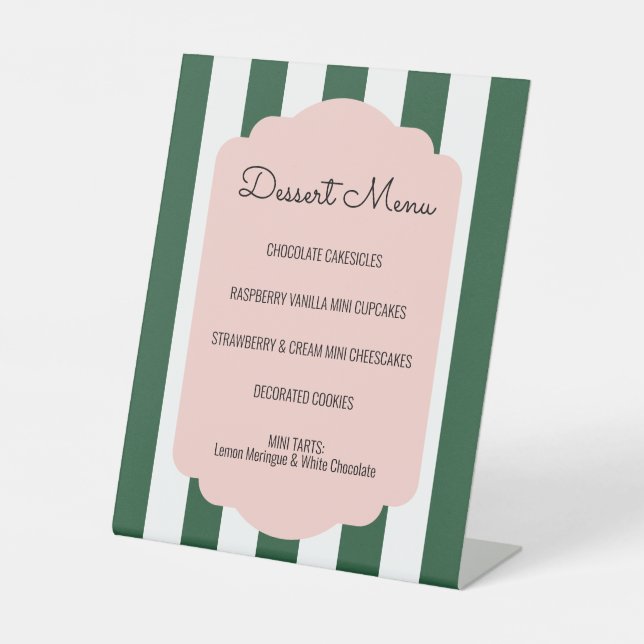 Signe De Table Menu du dessert rose et vert de Beverly Hills (Recto)