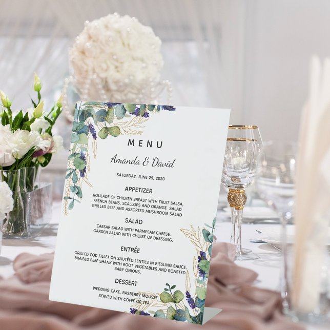 Signe De Table Menu du dîner à la verdure d'eucalyptus (Créateur téléchargé)