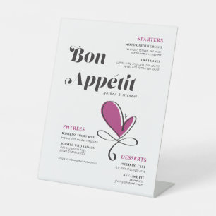 Signe De Table Menu du dîner Mariage Bon Appetit