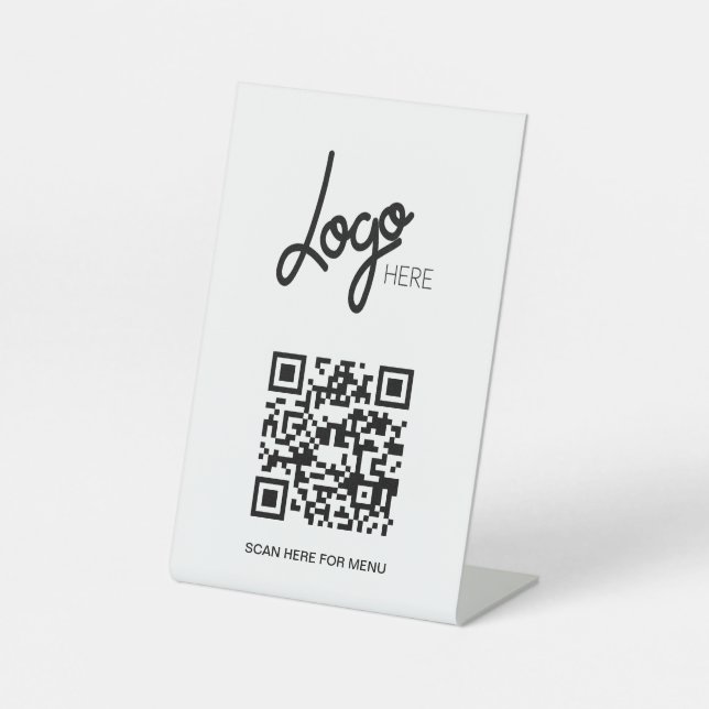 Signe De Table Menu du logo du code QR Blanc minimal (Recto)