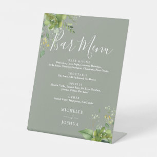 Signe De Table Menu du Mariage vert Floral Sage Green