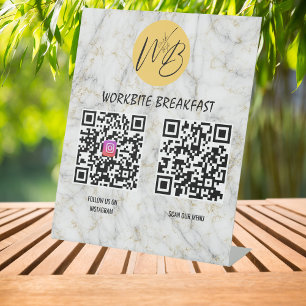 Signe De Table Menu du restaurant WhiteGold Marble Instagram Qr C