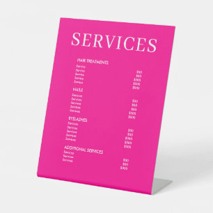 Signe De Table Menu du service de tarif minimaliste du salon rose