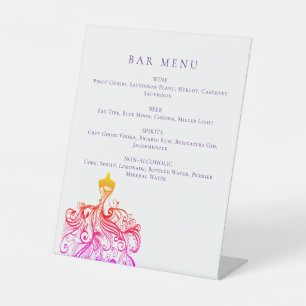 Signe De Table Menu élégant du bar à robe Quinceañera