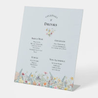 Menu Fleur sauvage simple Dusty Blue Mariage Boiss