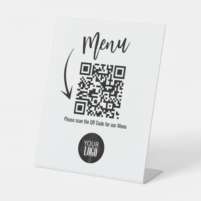 Signe De Table Menu Logo Code QR Tablette de Commerce Moderne (Recto)