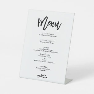 Signe De Table Menu Mariage à main chic noir