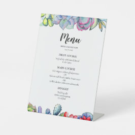 Signe De Table Menu mariage d'aquarelle de cactus succulent