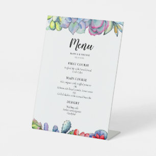 Signe De Table Menu mariage d'aquarelle de cactus succulent
