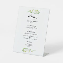 Signe De Table Menu mariage feuille vert aquarelle
