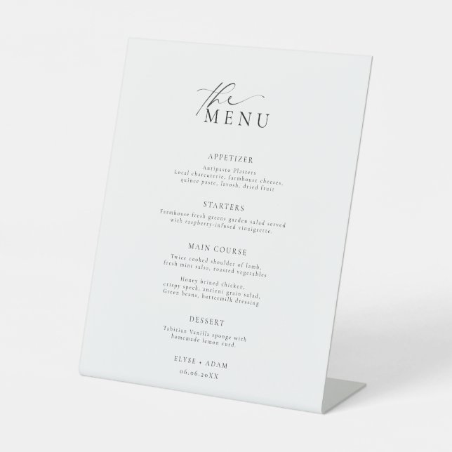 Signe De Table Menu Mariage minimaliste Ellesmere (Recto)