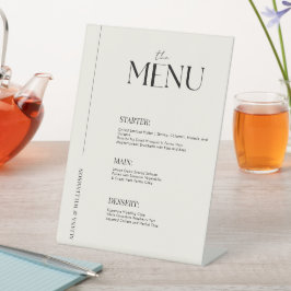 Signe De Table Menu mariage noir élégant et minimaliste