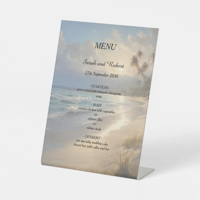 Signe De Table Menu Mariage plage (Recto)