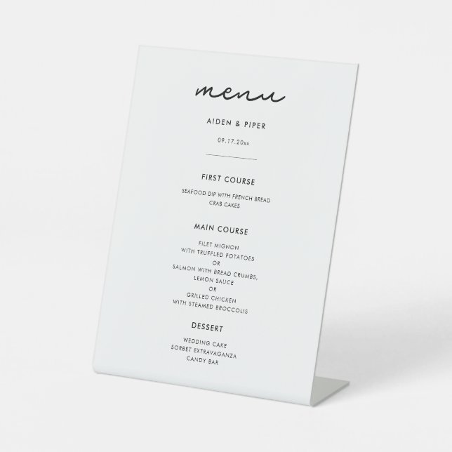 Signe De Table Menu mariage simple (Recto)