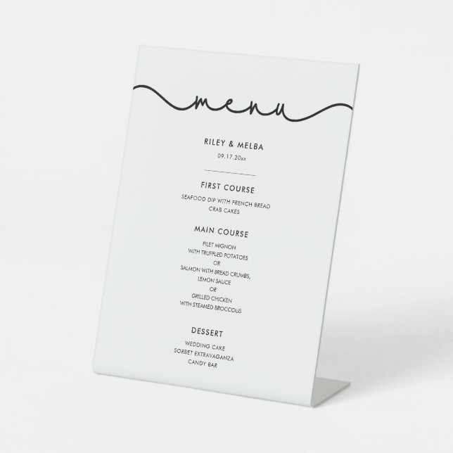 Signe De Table Menu mariage simple et mignon (Recto)