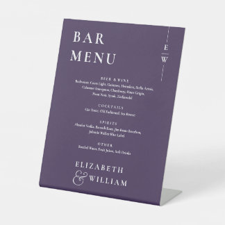 Signe De Table Menu Mini-Barre Monogramme moderne violet