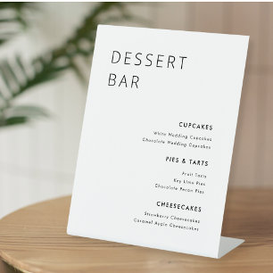 Signe De Table Menu minimaliste Mariage moderne Dessert Bar