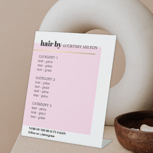 Signe De Table Menu minimaliste Rose Faux Gold Line Hairstyliste