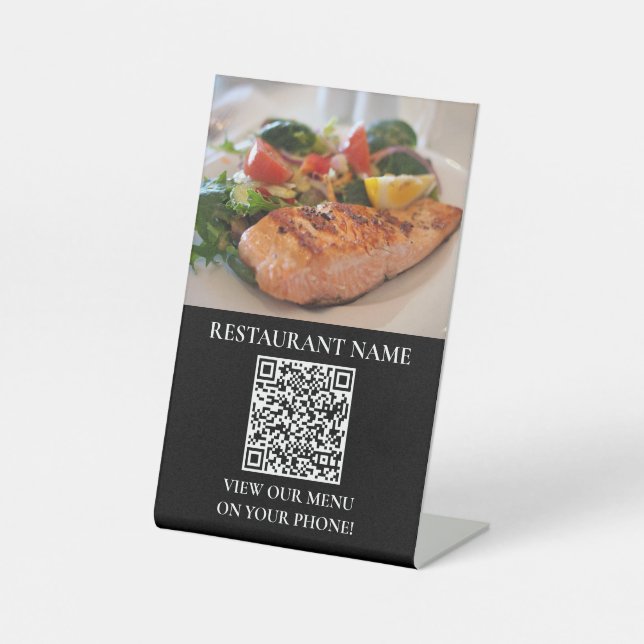 Signe De Table Menu numérique des aliments QR Code Signal numériq (Recto)