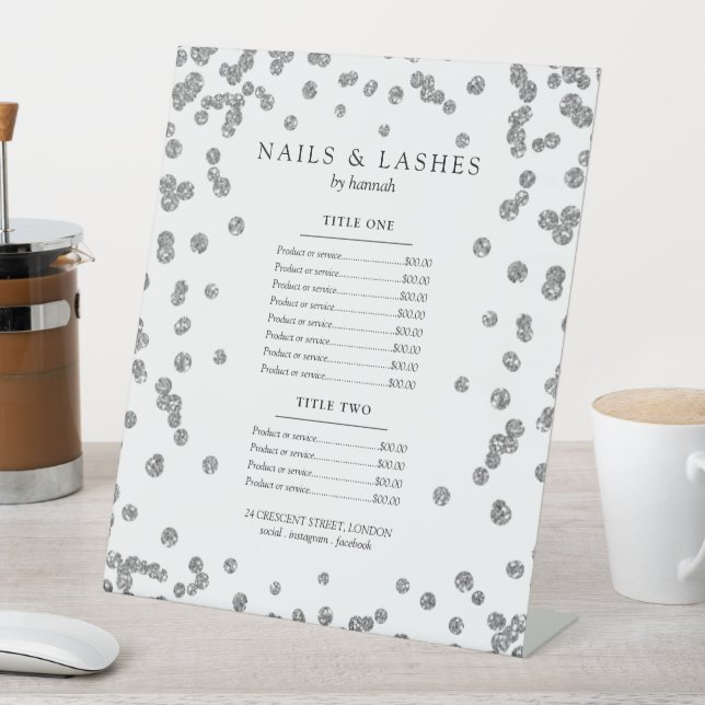 Signe De Table Menu Prix Confetti Parties scintillant Glam argent (In SItu)