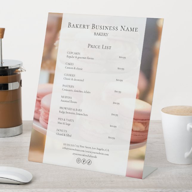 Signe De Table Menu Prix de boulangerie personnalisée (In SItu)