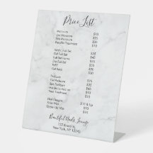 Menu Prix du Salon de l'ongle de marbre profession
