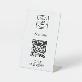Signe De Table Menu QR Code Moderne | Logo de restauration sans c