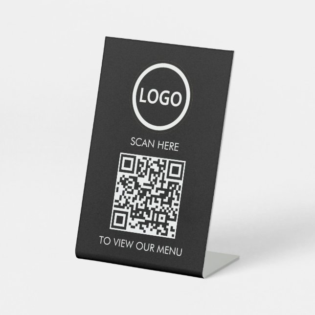 Signe De Table Menu QR Code Professionnel, Logo Moderne Sans Cont (Recto)