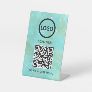 Signe De Table Menu QR Code Professionnel, Logo Moderne Sans Cont