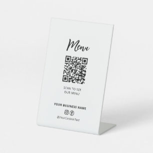 Signe De Table Menu Restaurants modernes Code QR Social Media Sig