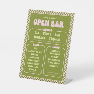 Signe De Table Menu Retro Open Bar
