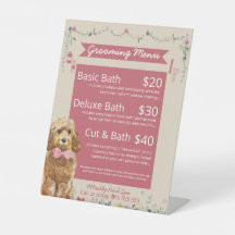 Menu Services de toilettage de chiens floraux crèm
