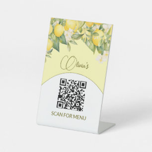 Signe De Table Menu Services QR Code Citron Floral Citrus