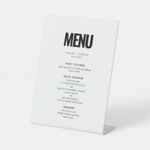 Signe De Table Menu simple minimaliste mariage