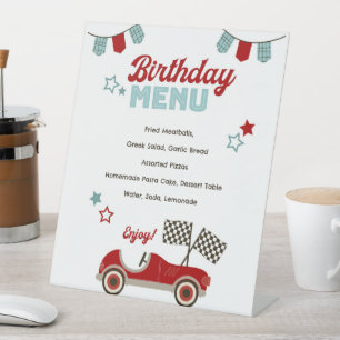 Signe De Table Menu Thématique Race Car