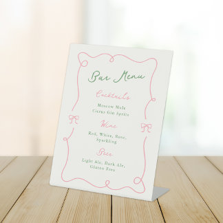 Signe De Table Menu Whimsical Main Drake Green & Pink Bar