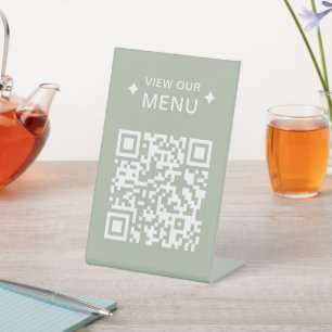 Signe De Table Menus QR Code moderne pour les restaurants Noir