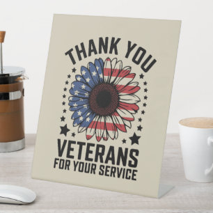 Signe De Table Merci aux vétérans Sunflower Military Veterans Day