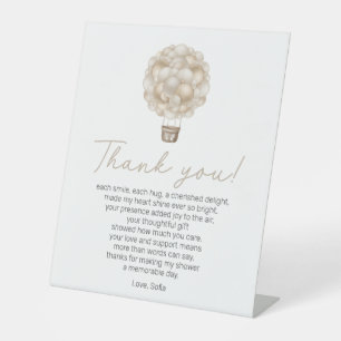 Signe De Table Merci de Baby shower Beige Hot Air