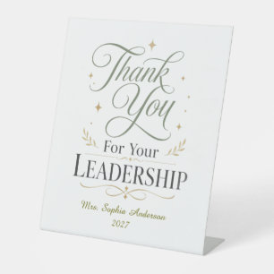 Signe De Table Merci pour votre leadership nom personnalisé