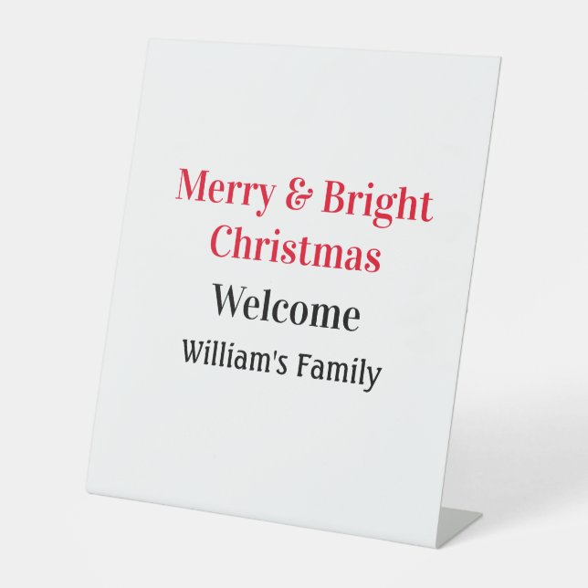 Signe De Table Merry Bright Christmas ajouter nom de famille bien (Recto)