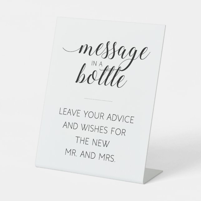 Signe De Table Message Dans Une Bouteille Mariage Livre Invité (Recto)