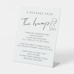 Signe De Table Message de la bosse pour une baby shower moderne