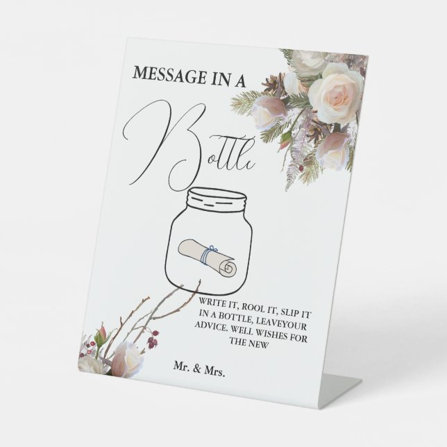 Signe De Table Message de mariage d'hiver dans une enseigne de li (Recto)